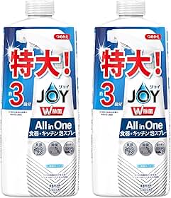 ジョイ 【まとめ買い】 W除菌 オールインワン 泡スプレー 食器用洗剤 微香 詰め替え 3回分 630mL × 2個
