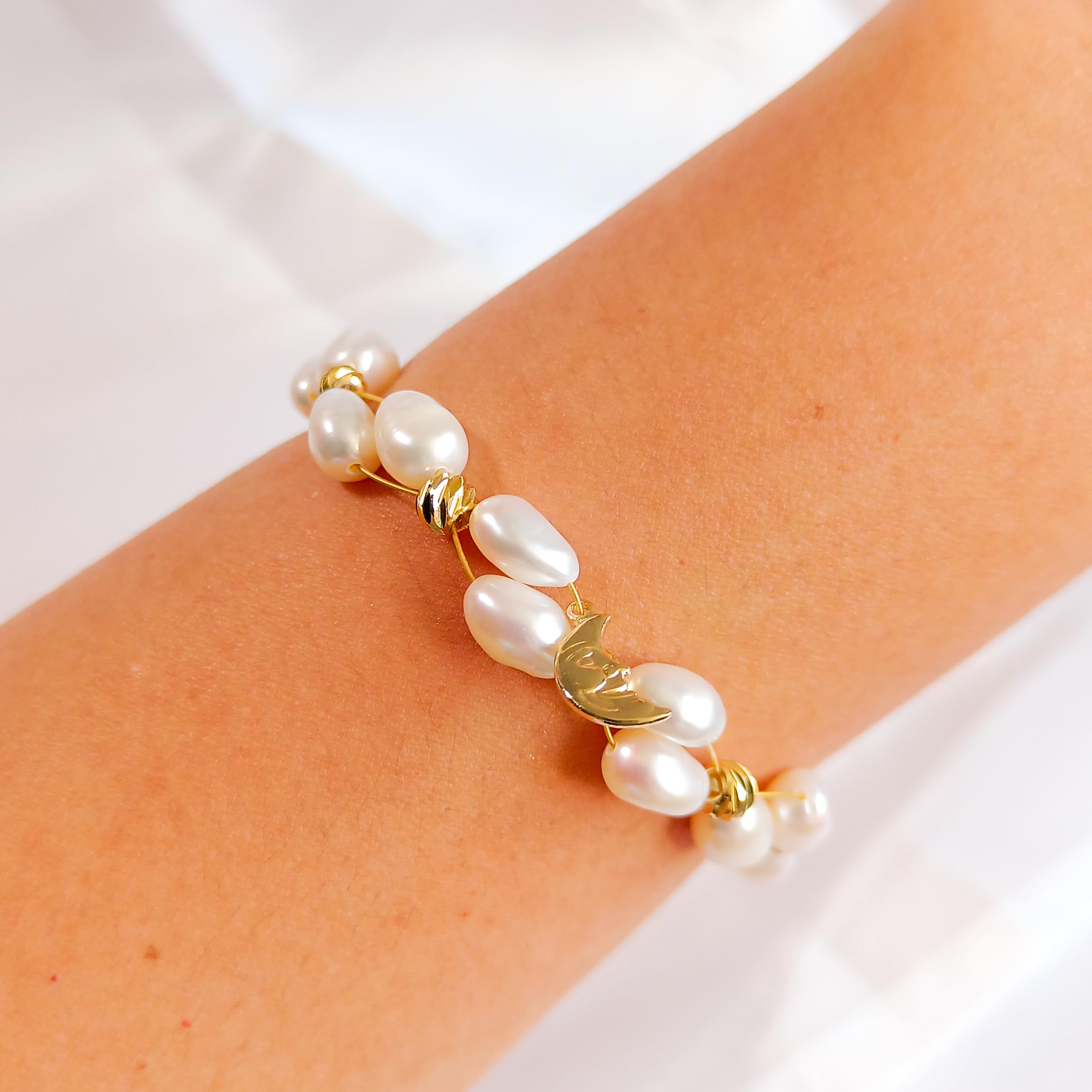 Bracelet Perles Baroques Authentiques et Perles Plaquées Or - Élégance Moderne pour Toutes les Occasions