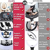 Vista 5 de 21 inch LED Ring Light with Tripod Stand, Large Selfie Ring Light with Touch Panel for YouTube Vlog Video Shooting, Makeup Studio Portrait with