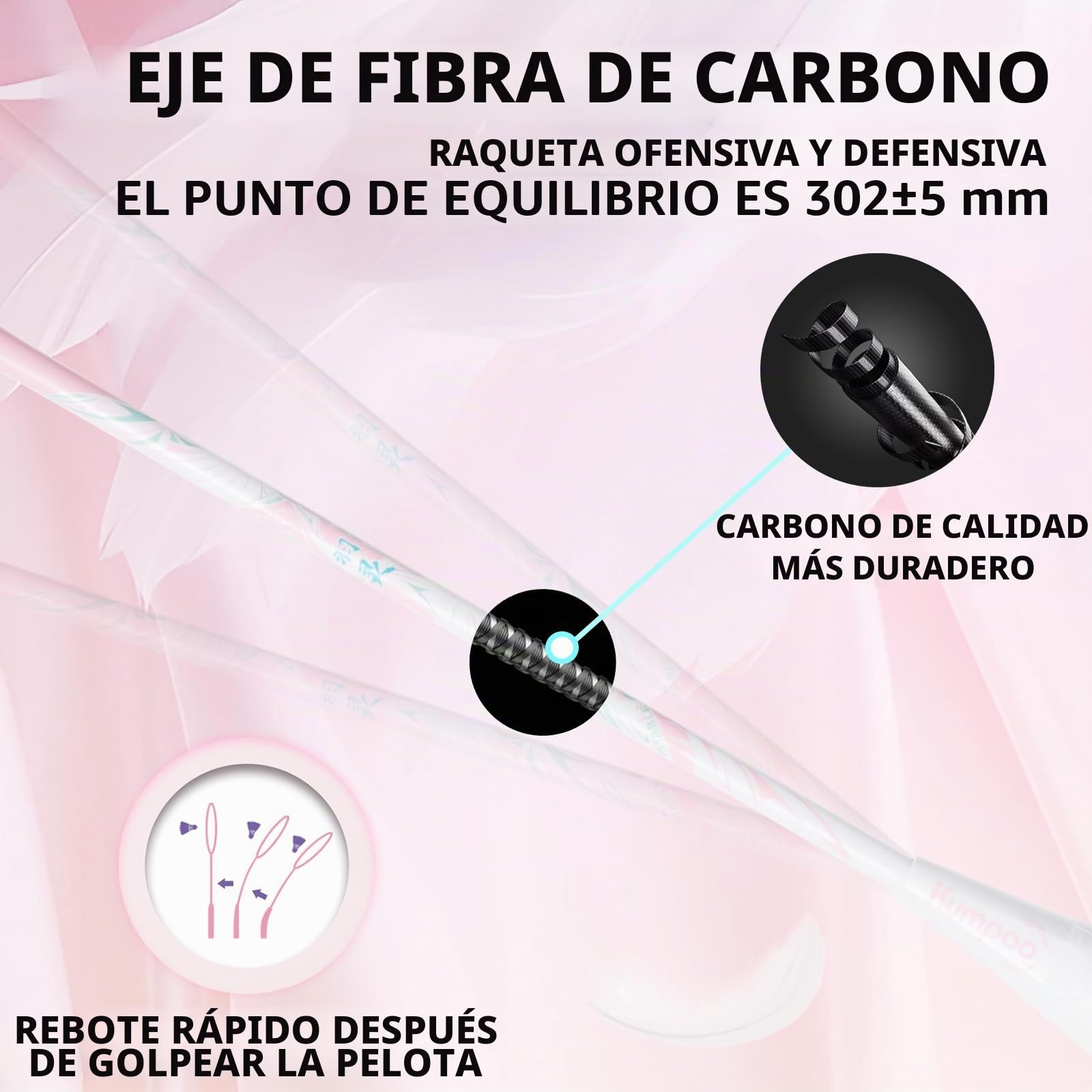 Badminton Racket Professional, Carbon Fiber Badminton Racket Set with Grip & Bag, 5U Lightweight Pro Badminton Racket Racquet for Beginner Outdoor Trainning Games