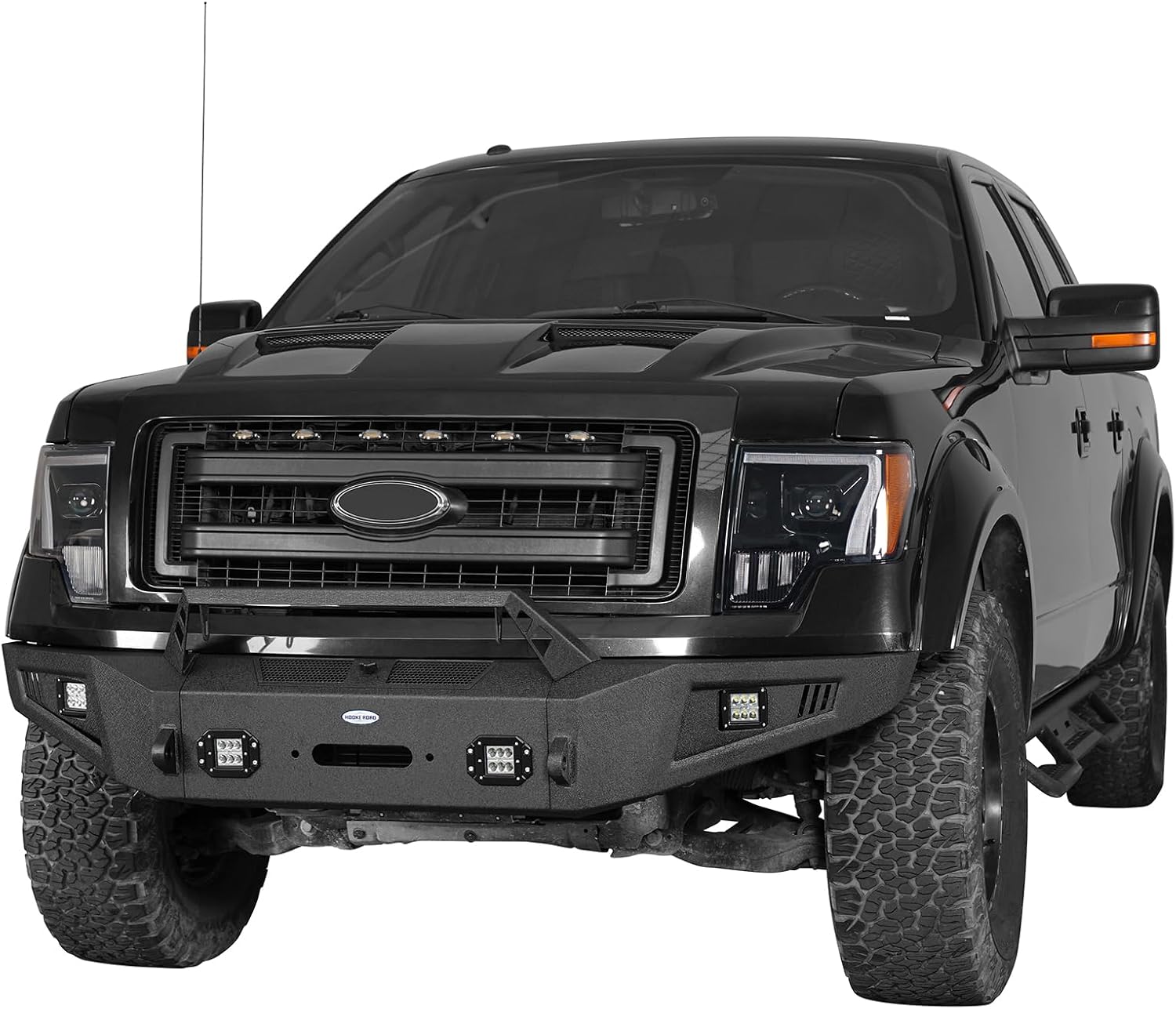 Hooke Road F150 Front Bumper with Winch Plate & LED Lights for Ford F-150 2009 2010 2011 2012 2013 2014 (Excluding Raptor)