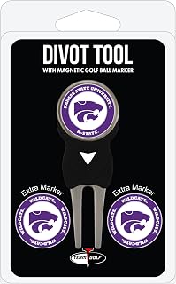 Team Golf NCAA Kansas State Wildcats Divot Tool Pack With 3 Golf Ball Markers Divot Tool with 3 Golf Ball Markers Pack, Markers are Removable Magnetic Double-Sided Enamel