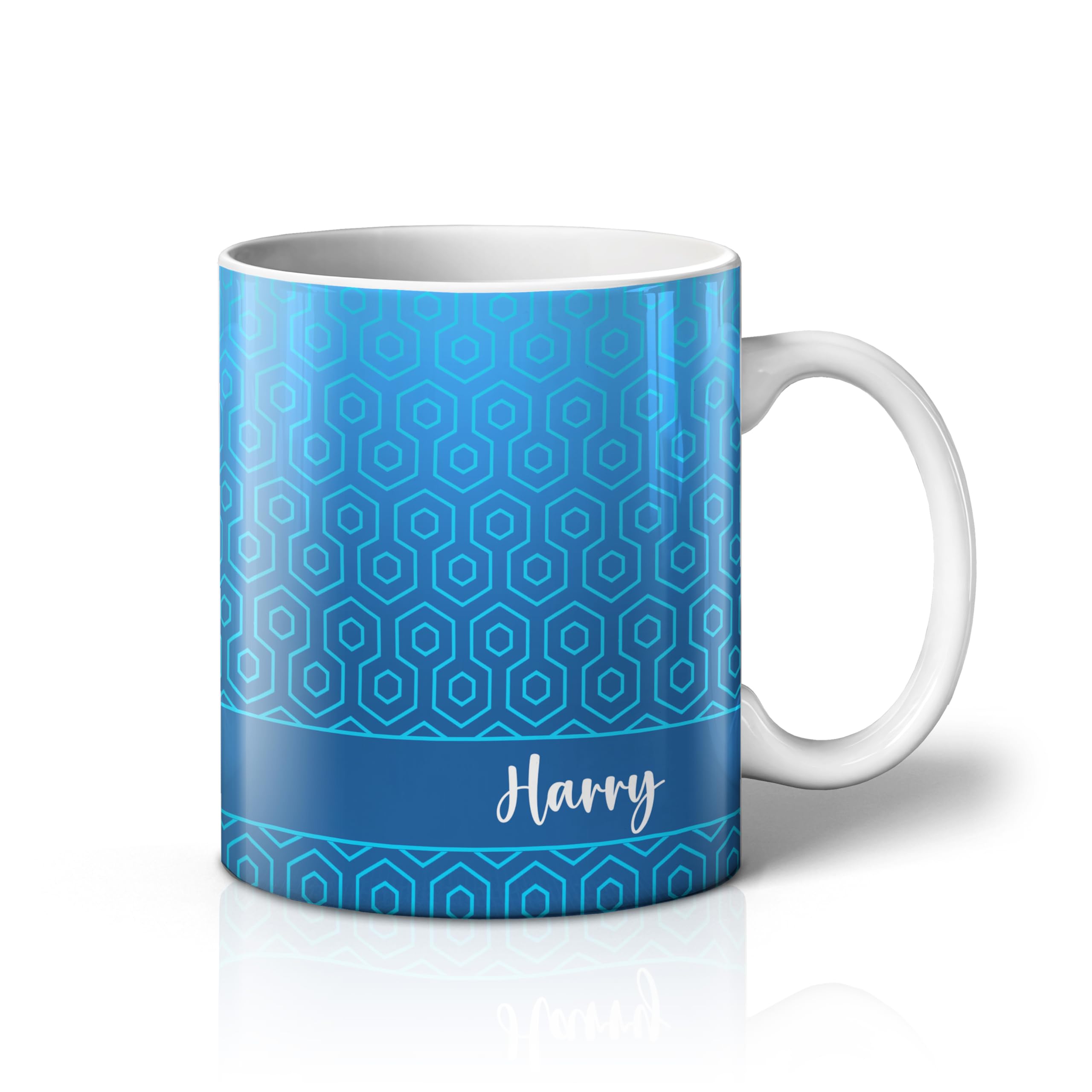 iCaseDesigner Personalised Colourful Pattern Mug with Any Name – Custom Coffee Mug – 11 Oz Tea Cup – Unique Customised Gift for Men, Women, Work, Birthdays and Anniversaries - 10. Blue Hex