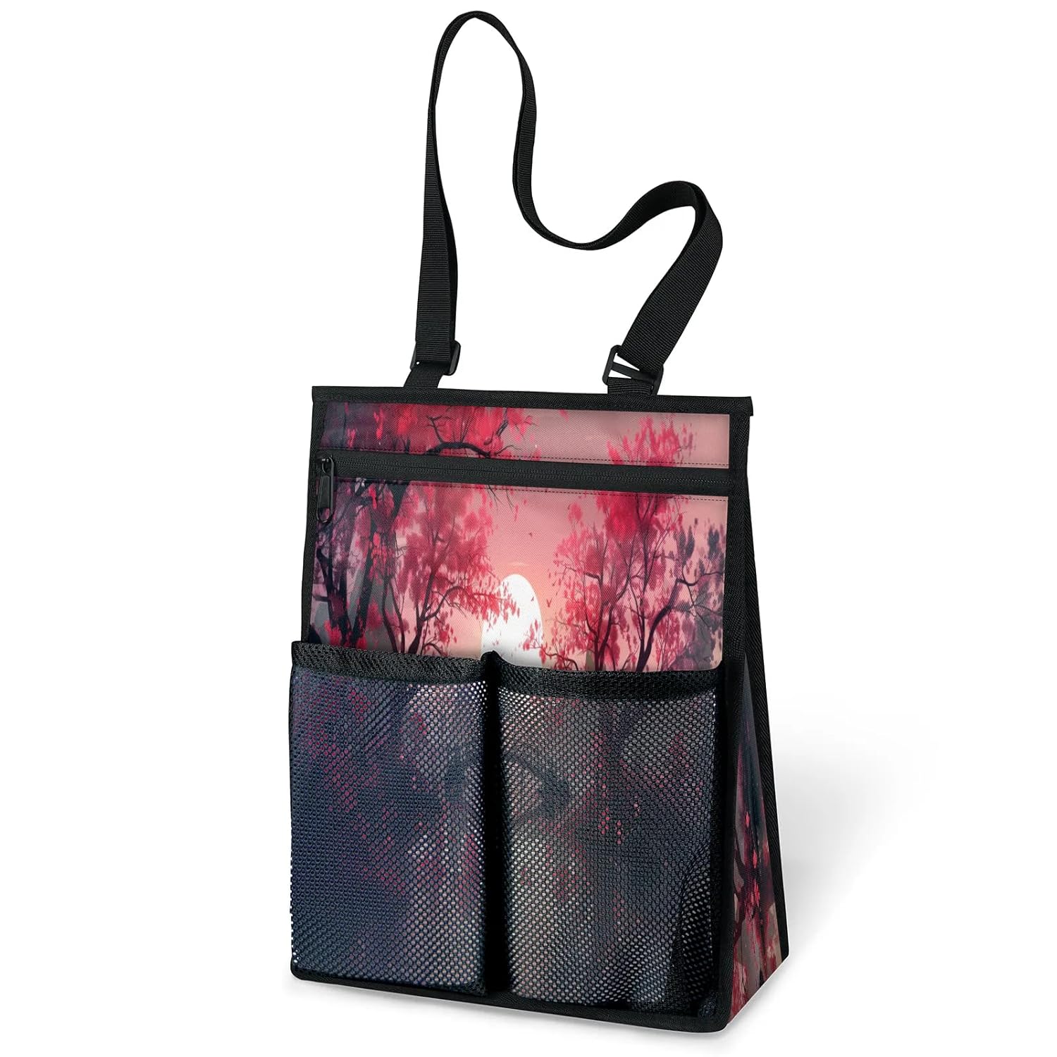 Ourtheme Scenery Painting Portable Shower Bag for Travel Gym Camp Beach Tote Shower Caddy Bags Hanging Toiletry Organizer