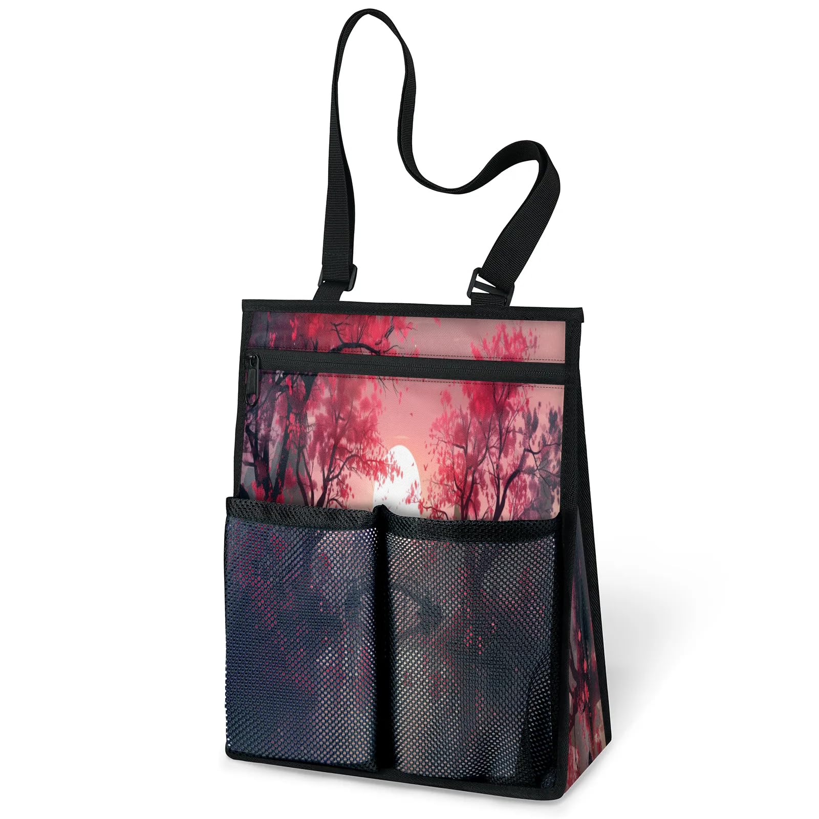 Ourtheme Scenery Painting Portable Shower Bag for Travel Gym Camp Beach Tote Shower Caddy Bags Hanging Toiletry Organizer