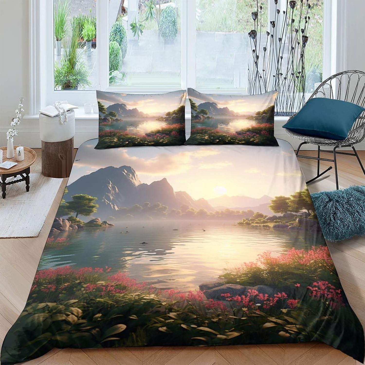 Parure housse de couette 240x220 imprimé 3D paysage haut de gamme
