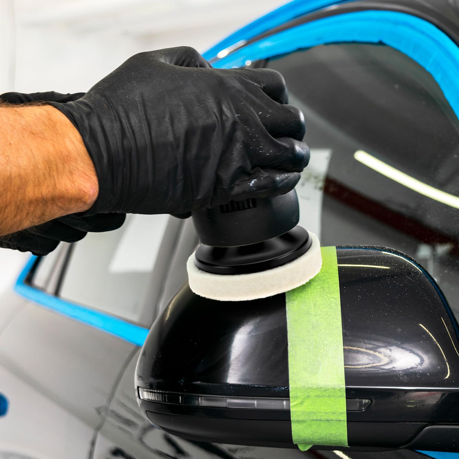 QWORK 2" Compressed Wool Fabric Polishing Buffing Pads Set, 30 Piece 2" Disc Pad Holder with 1/4" Shank, Wheels Disc Pad Holder