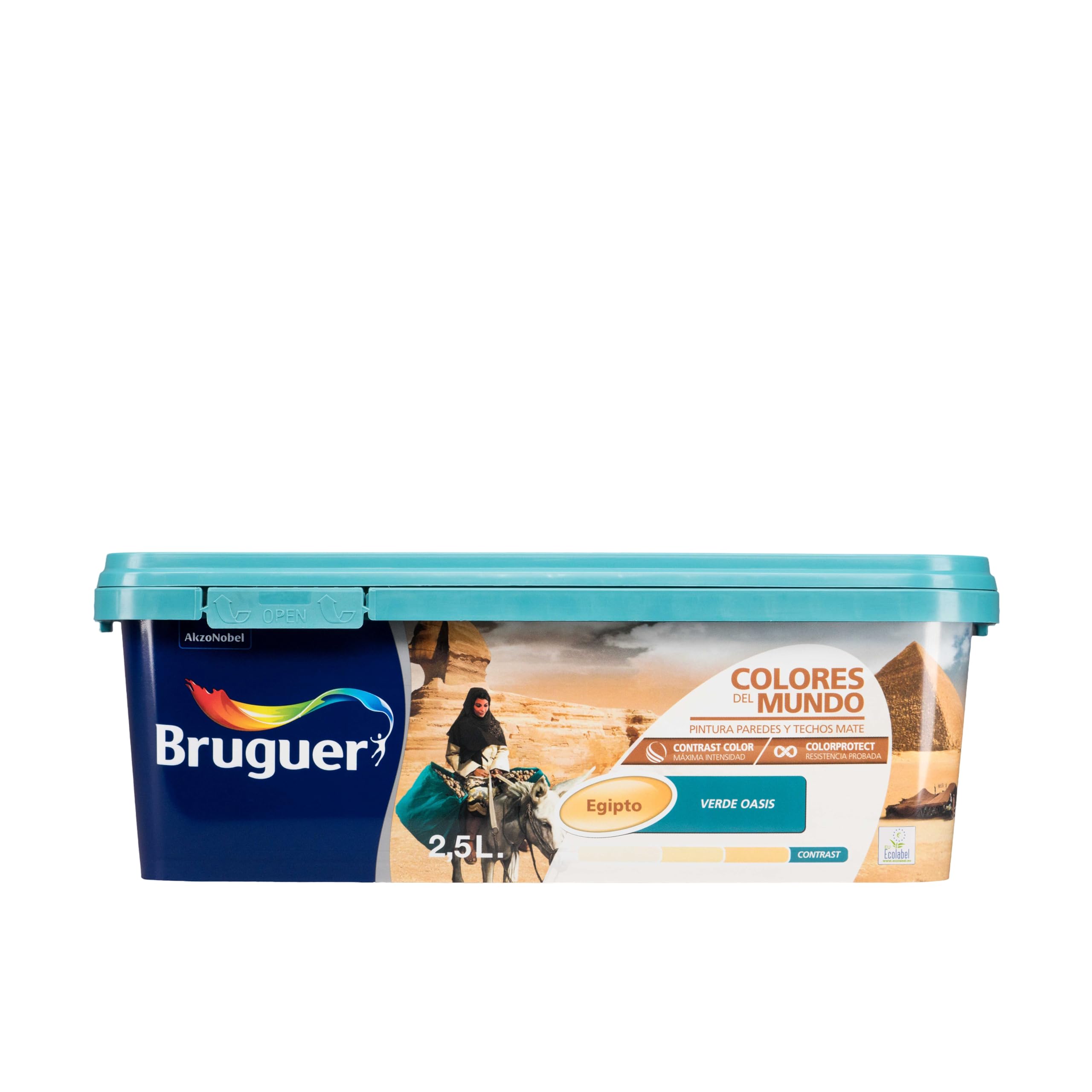 Bruguer Colores del Mundo Pintura para paredes monocapa Egipto Verde Oasis 2,5 L