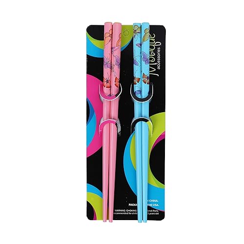 Miniatura 8 de Juego de 4 palillos para el cabello con mariposas, color rojo y blanco