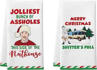 National Lampoons Christmas Vacation Gift, 2 Pack Funny Holiday Kitchen Towels, Griswold Family Cousin Eddie Christmas Vacation Merch, Xmas Home Bathroom Hand Towels Decor, White Elephant Gifts