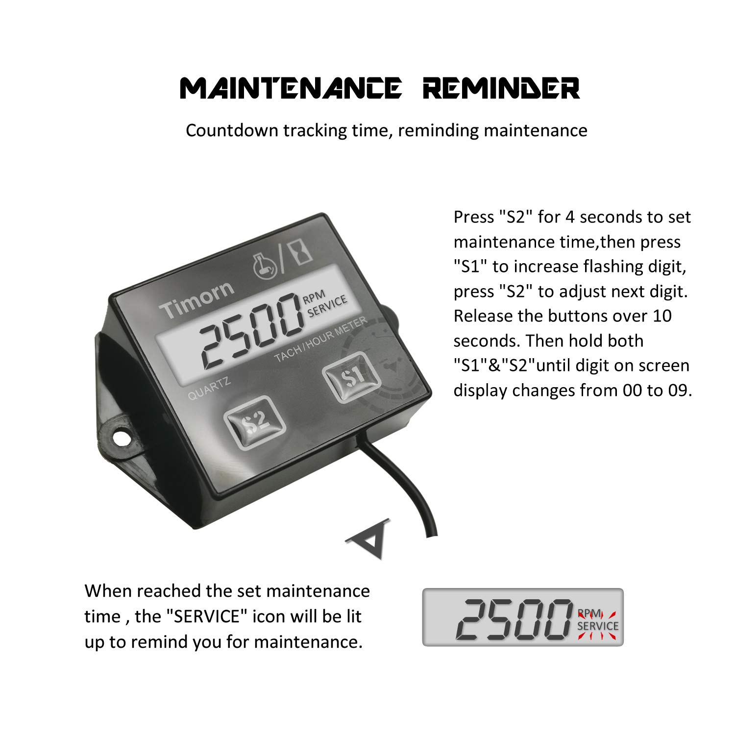Display showing maintenance reminder setting