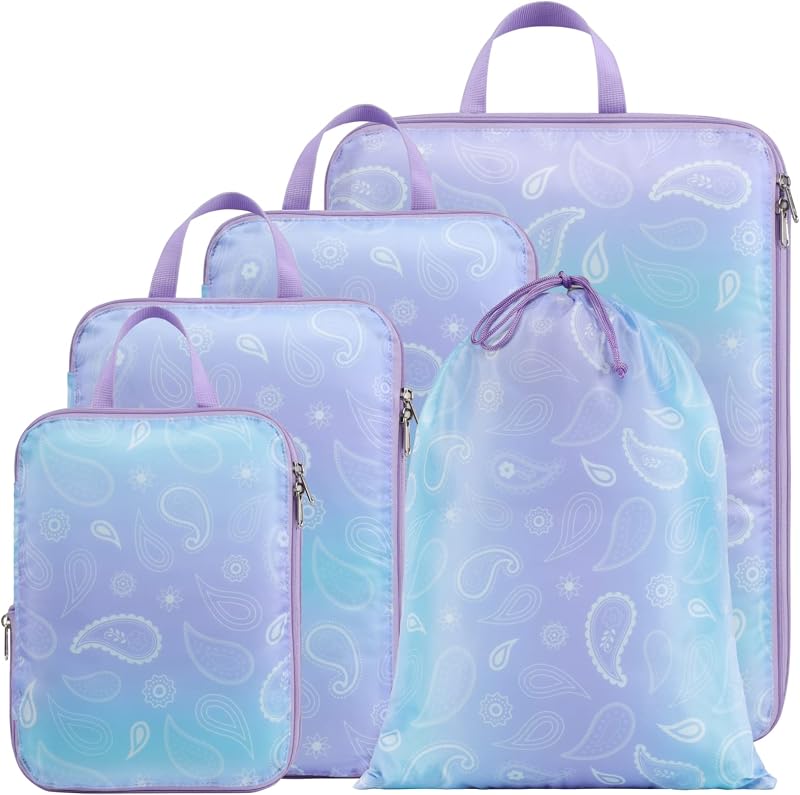 Cambond Compression Packing Cubes for Travel - Luggage Suitcase Organizer | Compression Zip Design for Space-saving, Expandable, Lightweight, Keep Clothes Sorted, Luggage Space Tidy, Carry on Pack Fast