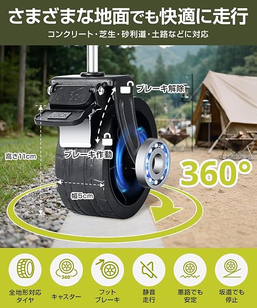 キャリーワゴン 【2026新登場・ワンタッチ収納&後部展開可】 アウトドアワゴン 大容量 200L 耐荷重180kg 自立収納 子供乗せれる キャリーカート 折り畳み 軽量 長物対応 ブレーキ付き 大きいタイヤ スチール制 丈夫 キャンプ カート 台車 荷物カート キャリー 持ち運び便利 コンパクト 荷物運び 買い物 釣り イベント 引っ越し ゴミ出し - 4