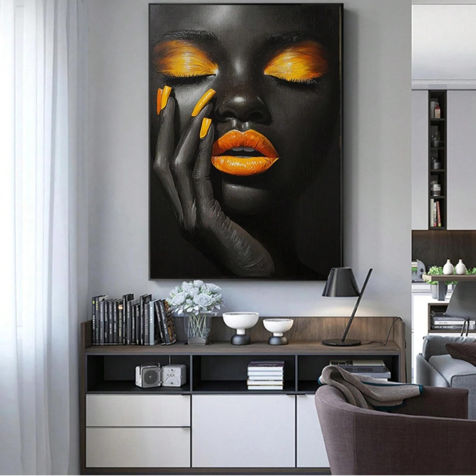 Afrykańska kobieta płótno sztuka ścienna kobieta drukuje plakaty obraz afryka dziewczyna obrazy do sypialni salonu wystrój domu 40 x 60 cm (16 x 24 cale) bez ramki