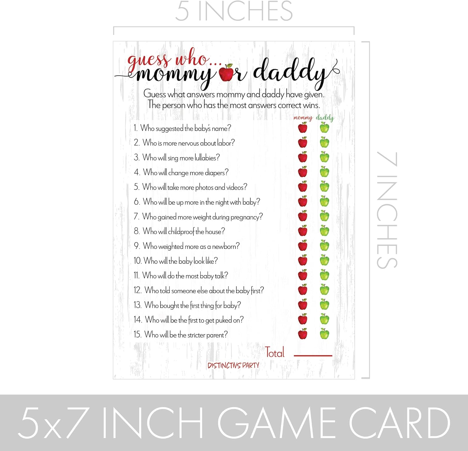 Apple Farmhouse Baby Shower Party Activity - Mommy or Daddy Guess Who Game Cards - 20 Count : Home & Kitchen