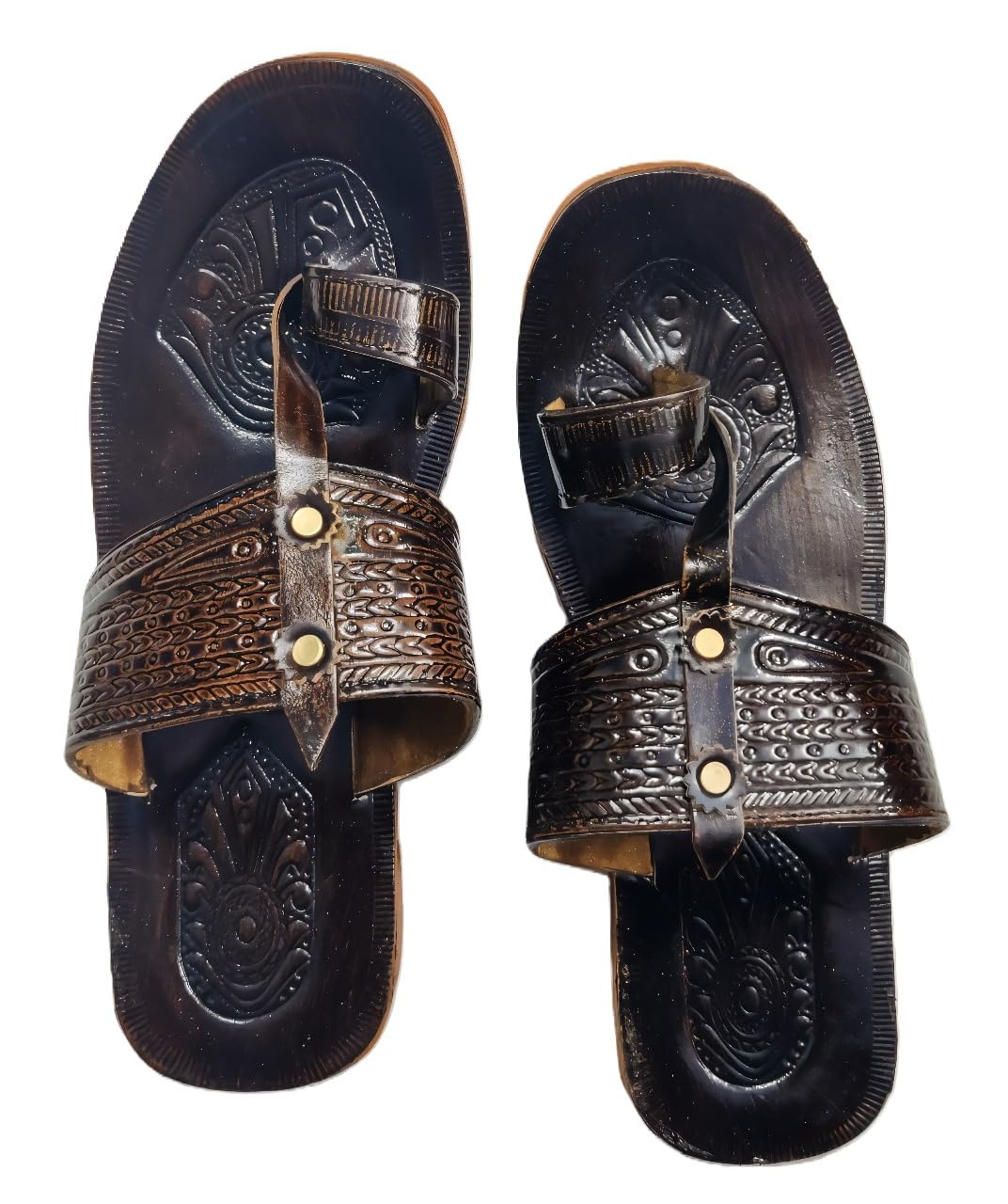 Agadi Men's Kolhapuri Style Leather Chappal – Traditional Handcrafted Ethnic Sandals for Casual & Festive Wear-image-24