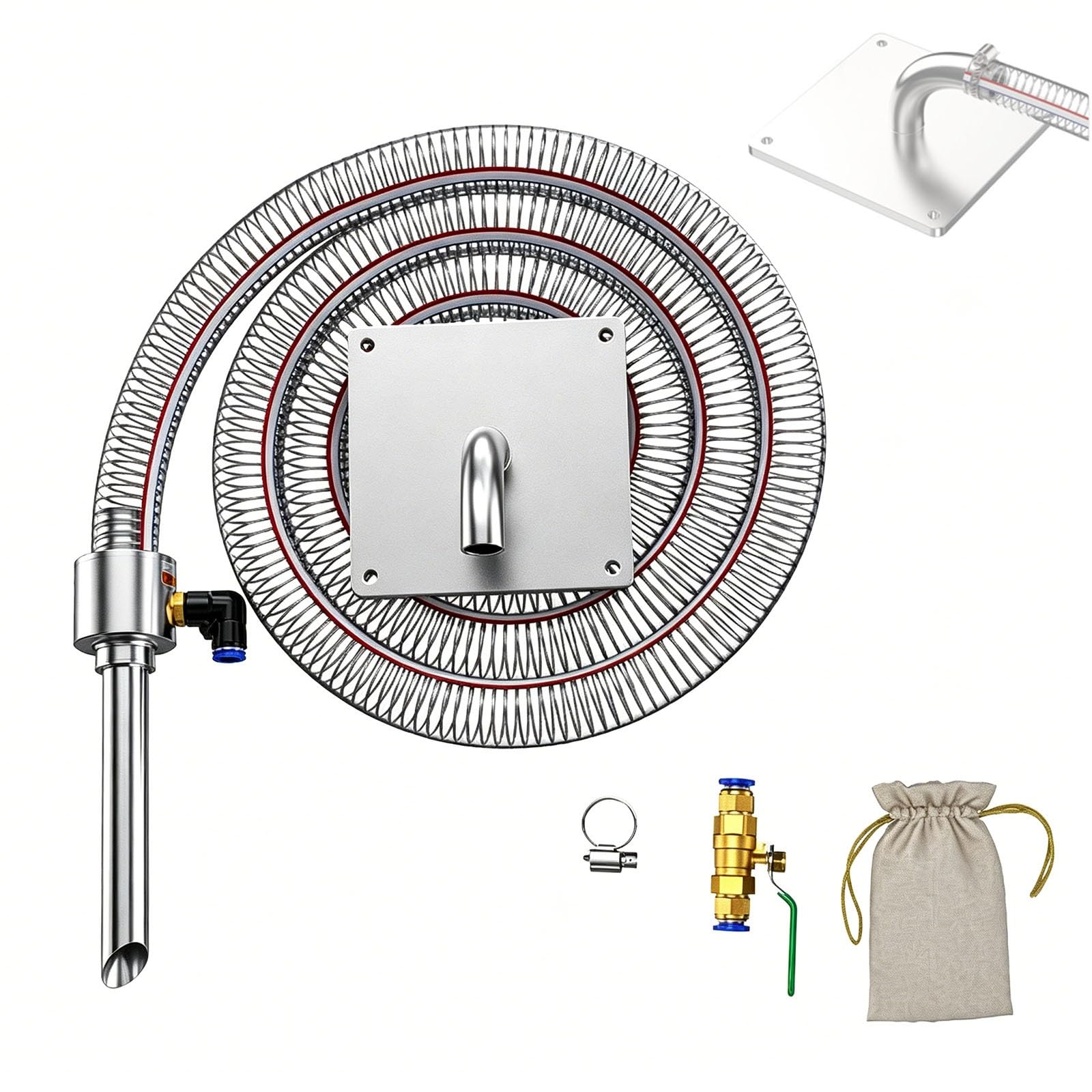 Transportador Neumático por Vacío, Bomba de Transferencia de Polvo de Aleación de Aluminio, con Tubo de Succión de 4 m, Sin Motor ni Partes Móviles, Para Gránulos, Pellets, Harina y Polvo