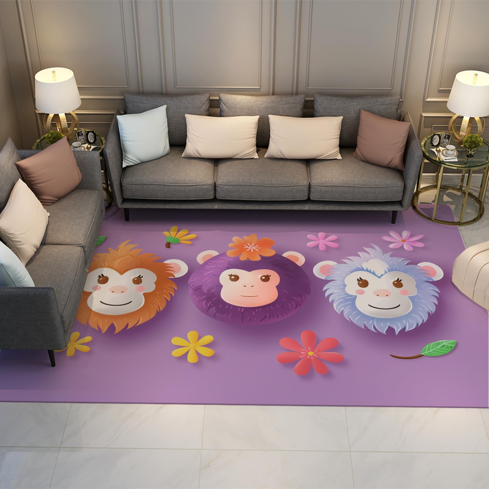 Tapis de singe mignon lavable et séchage rapide pour chambre à coucher