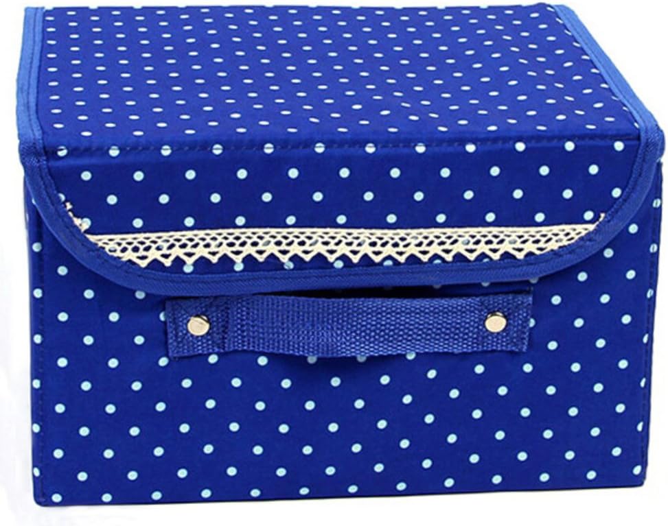 Yogolife Non-woven Dots Printed Portable Flap Pastorable Storage Homeware Box Blue