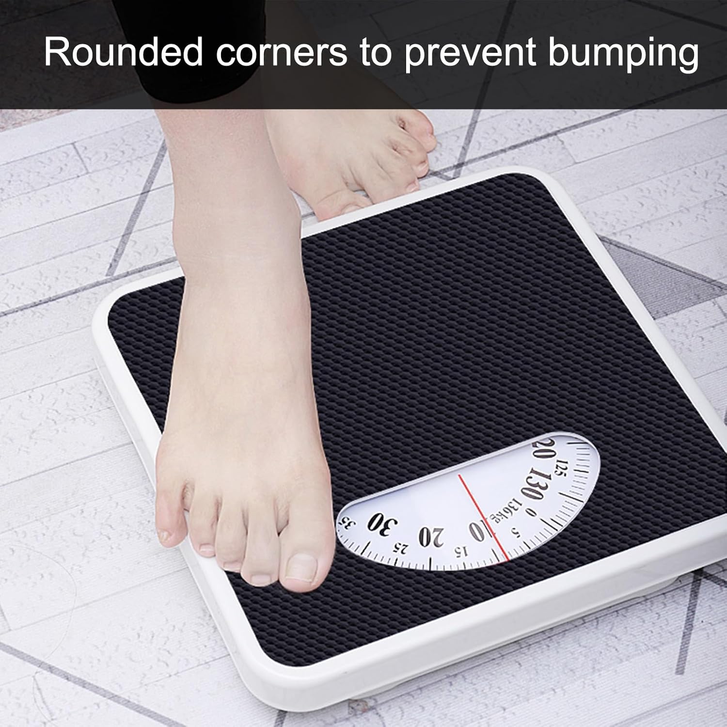Mechanical Weight Scale, Scales for Body Weight, No Batteries, Home, School, Hospital, Gym, Beauty Salon Bathroom, Weigh Up to 136Kg(Black) (Black)