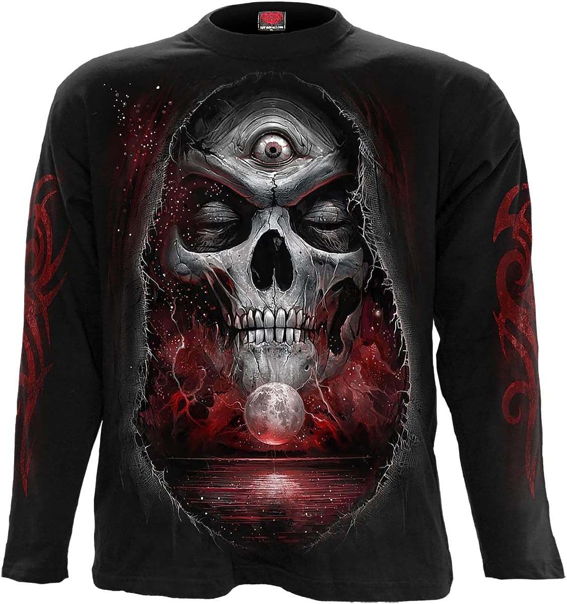 SpiralThird Eye Awakening Men's Long-Sleeved Shirt Black Horror Rockwear Skulls