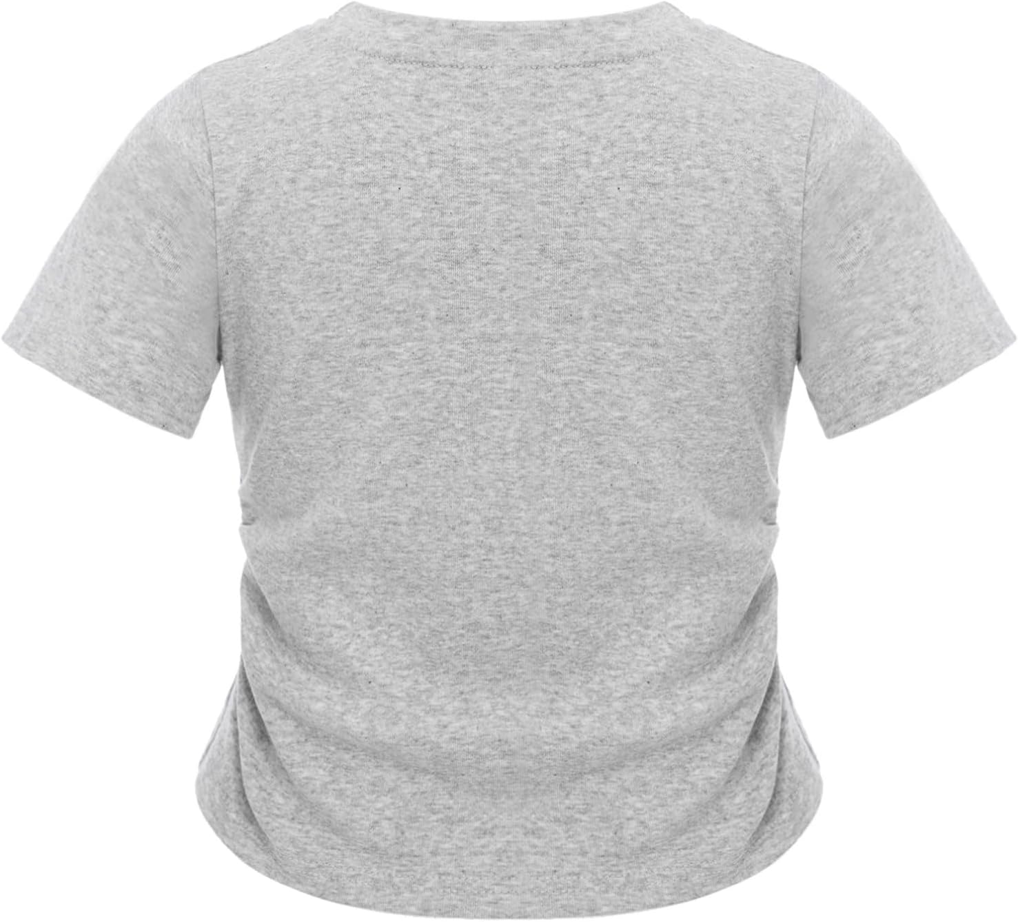 YiZYiF Kids Girls Cotton Ruched Waist T-Shirt Outdoor Activities Sports Tees Homewear Basketball Hiking Top