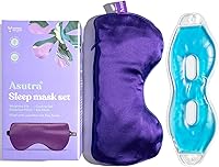 ASUTRA Silk Eye Pillow Purple: Lavender Buds & Flax Seeds Weighted Sleep Mask + Cooling Gel for Meditation & Light Blocking