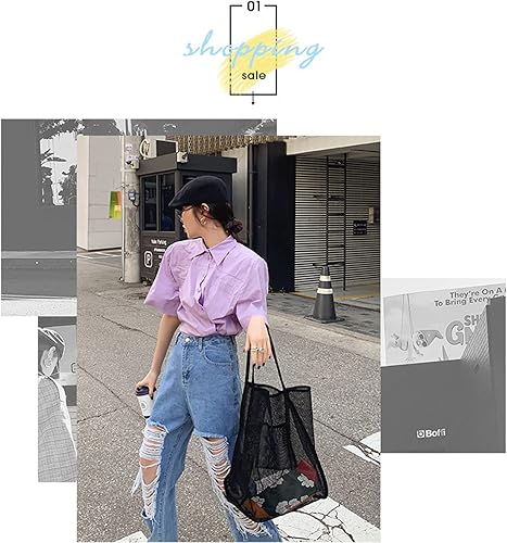 Miniatura 3 de Bolsa de playa Bolsas de playa plegables con asas - Bolsa de piscina de gran capacidad para nadar bolsa de malla para juguetes de playa Bolsa de