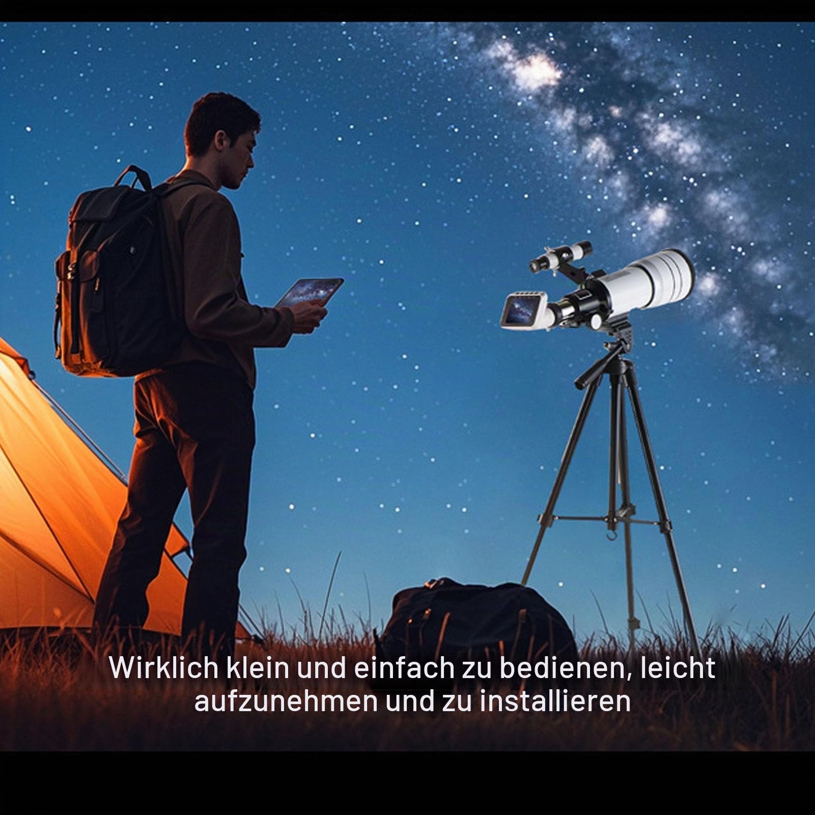 Denash WiFi Teleskopkamera Okular, Kabelloses 2,8 Zoll Display, 1080P Videorecorder für Astrofotografie und Vogelbeobachtung