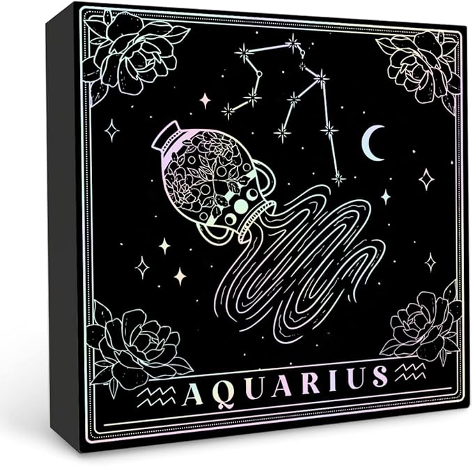 Aquarius Gifts For Women, Zodiac Gifts For Women, Aquarius Gifts, Wooden Box Sign with Aquarius Signs, Astrology Gifts For Women Friend Bestie, Birthday Zodiac Gifts, Horoscope Spiritual Gifts