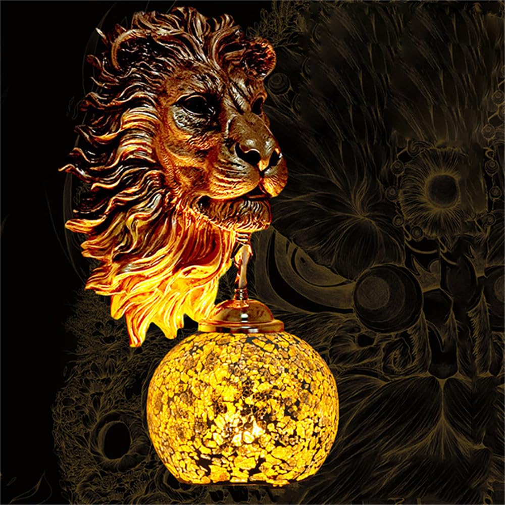 SXECAEPS Lion Wall Lamp LED Decorative Lighting for Living Room, Bedroom, Hallway, Bar, Cafe, Restaurant, Aisle - Contemporary Retro Design