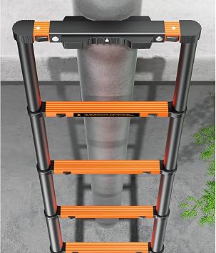 8m/ 7m/ 6m/ 5m/ 4m/ 3.5m/ 2.7m Telescopic Folding Ladder Extension Aluminum, Heavy Duty Telescoping Ladder for Rooftop RV Attic Home Outdoor Work, Load 330lbs Size 2.7m/8.8ft