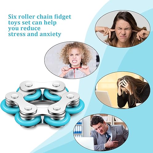 Miniatura 4 de Sumind 2 piezas de cadena de bicicleta Fidget Toys Roller Chain Fidget Toys con seis Flippy novedosos alivio del estrés para adultos Ansiedad
