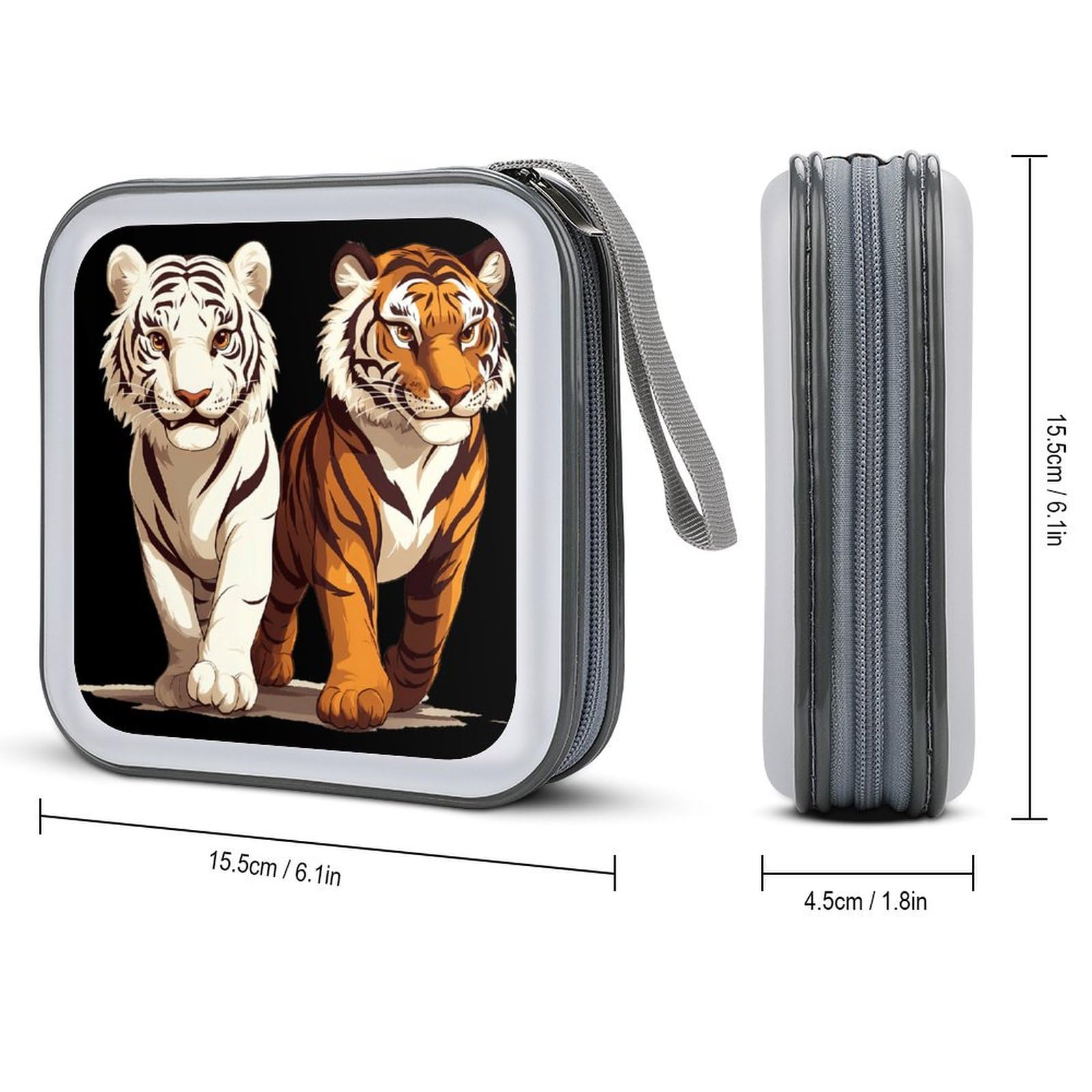 Funny Tiger CD Case Plastic DVD Case Holder Wallet Disc Storage Organizer for Car Travel