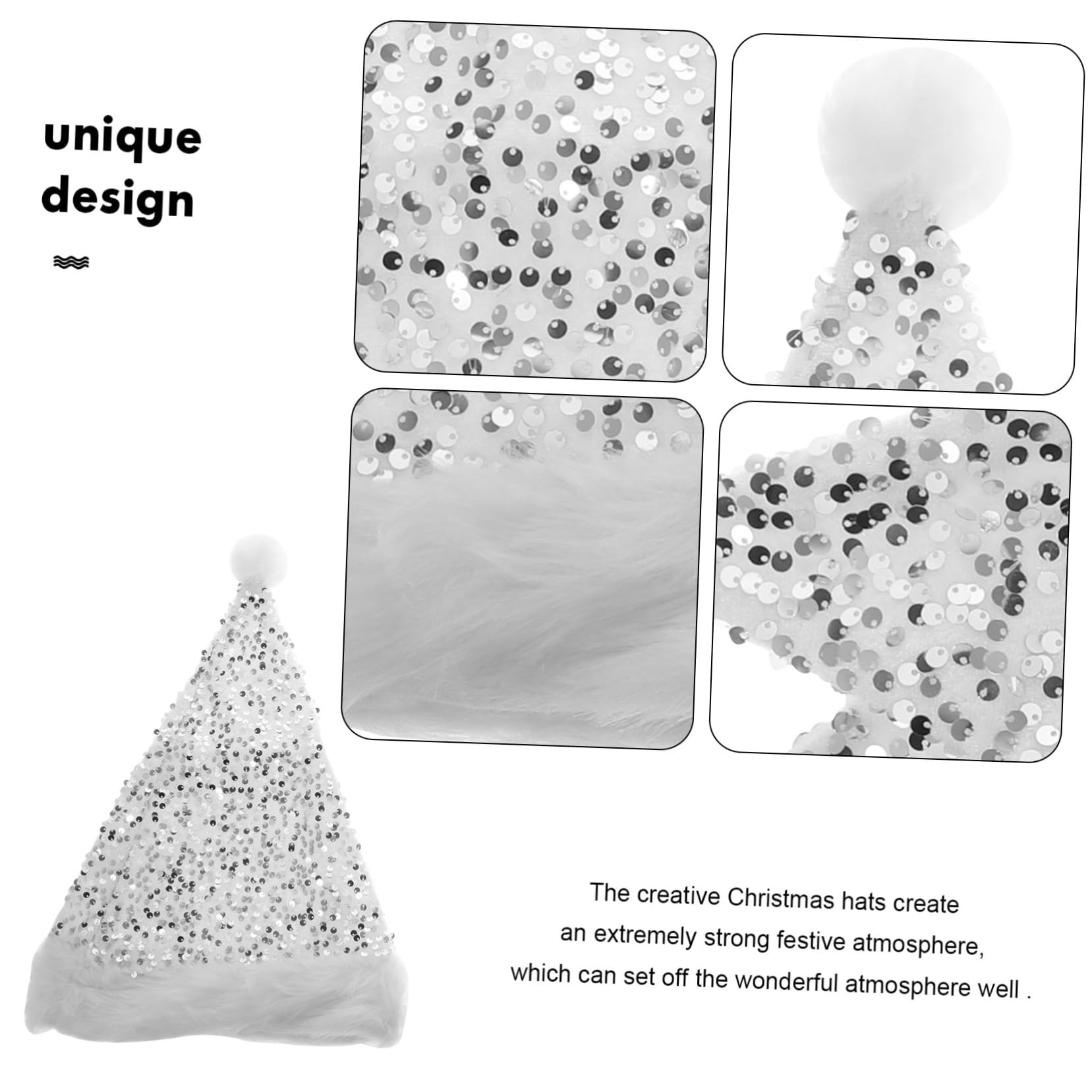 MAGICLULU 6 Piezas De Sombrero De Papá Noel Con Lentejuelas Gorros Decorativos De Lentejuelas Sombrero De Fiesta De Navidad De Felpa Decoración Navideña Gorros De Navidad Gorro De