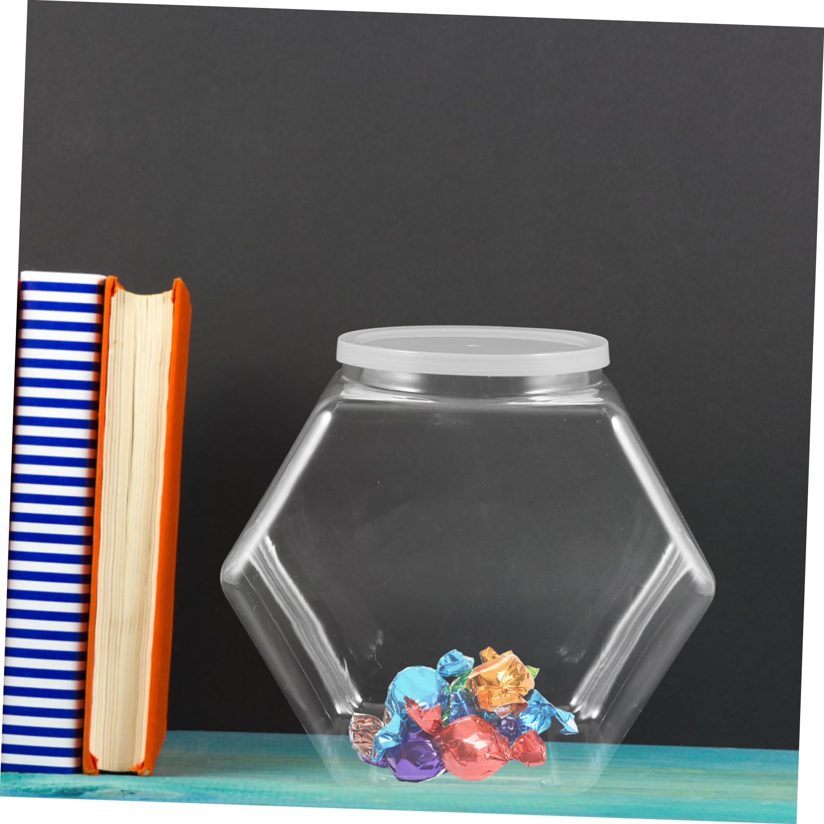 COLLBATH Barattoli Esagonali in Plastica Bianca da 3800ml, 2 Pezzi Coperchio Ermetico per Snack e Alimenti Secchi, Contenitori per Conservazione Cibo