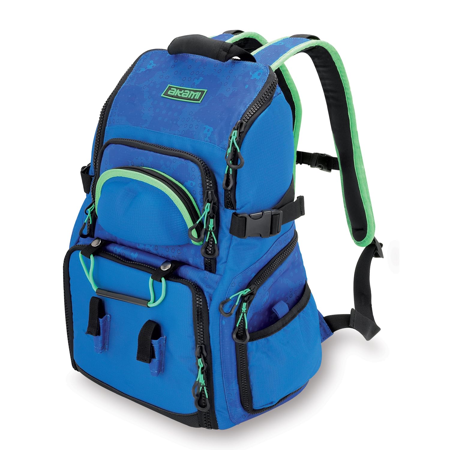 AKAMI MR20 Zaino Rigido da Pesca con Scatole Porta Accessori – Schienale Imbottito, Tasche Multiple, Cerniere Rinforzate