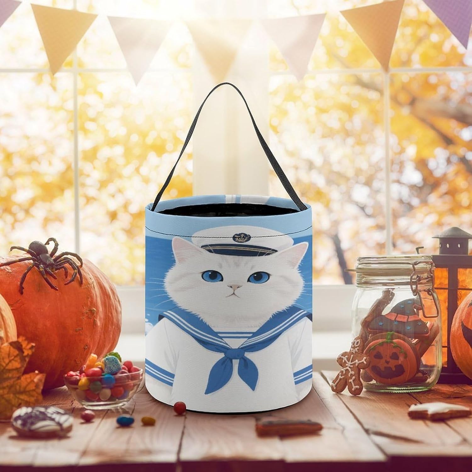 LLUTSNTH Cute Clothes Cat Halloween Tote Treat Bag for Trick Or Treat image 5
