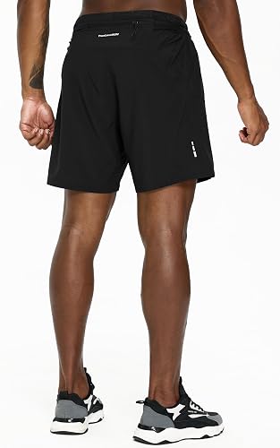 TLRUN Pantaloncini da Corsa da Uomo, Ultra Leggeri, con 5 Tasche, ad Asciugatura Rapida, per Maratona, Atletica, Corsa, Senza Fodera, Nero, XL - 3
