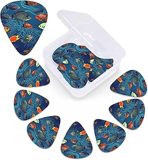 Fish Pattern print Guitar Picks 12 Pack Personalized Guitar Picks with Storage Box Guitar Accessories for Ukulele Electric Acoustic Guitars Bass
