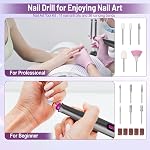 Cordless Electric Nail Drill 35000 RPM, Professional Portable Nail File for Acrylic Nails & Gel Polish Removal, Low Vibration & Heat E-file with 11 Drill Bits, Salon-Quality Manicure Pedicure Kit (Matte Gray)