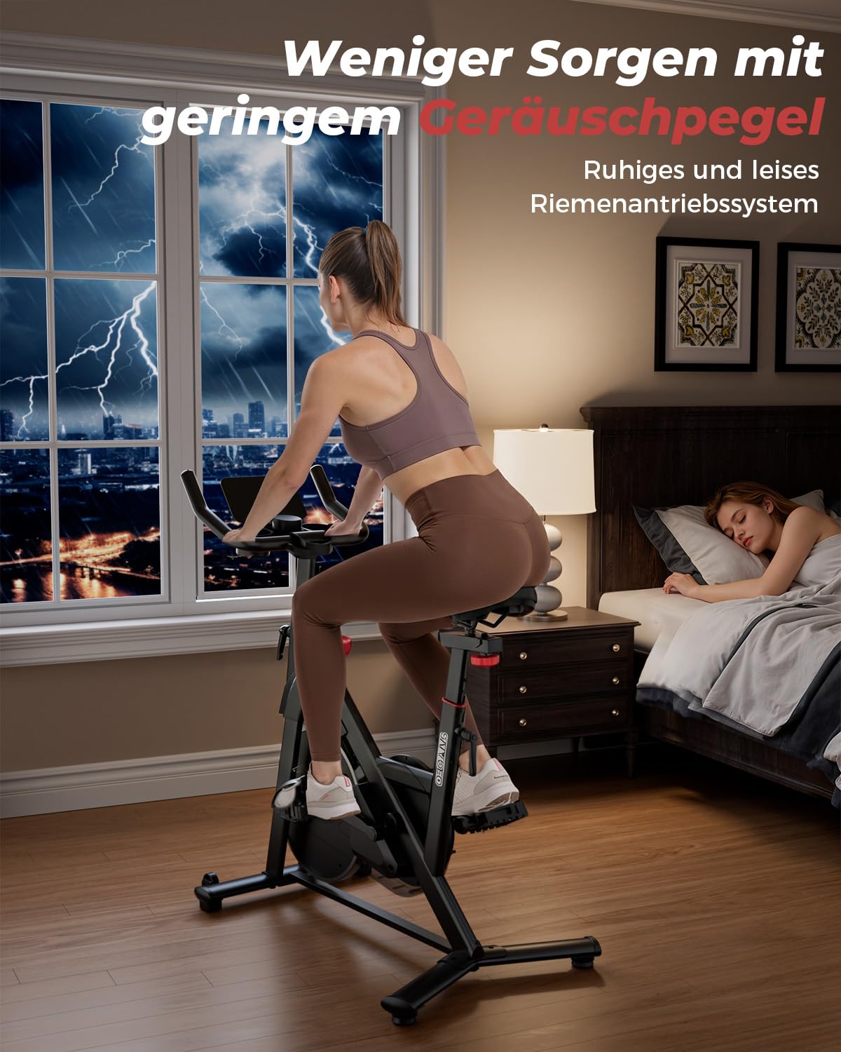 Heimtrainer Fahrrad mit APP, Superun Ergometer Spinning Bike Indoor mit Verstellbarem Widerstand, 15KG Schwungrad, Ultraleise für Kardio-Training zu Hause.Vor Ort erlebbar & reparierbar