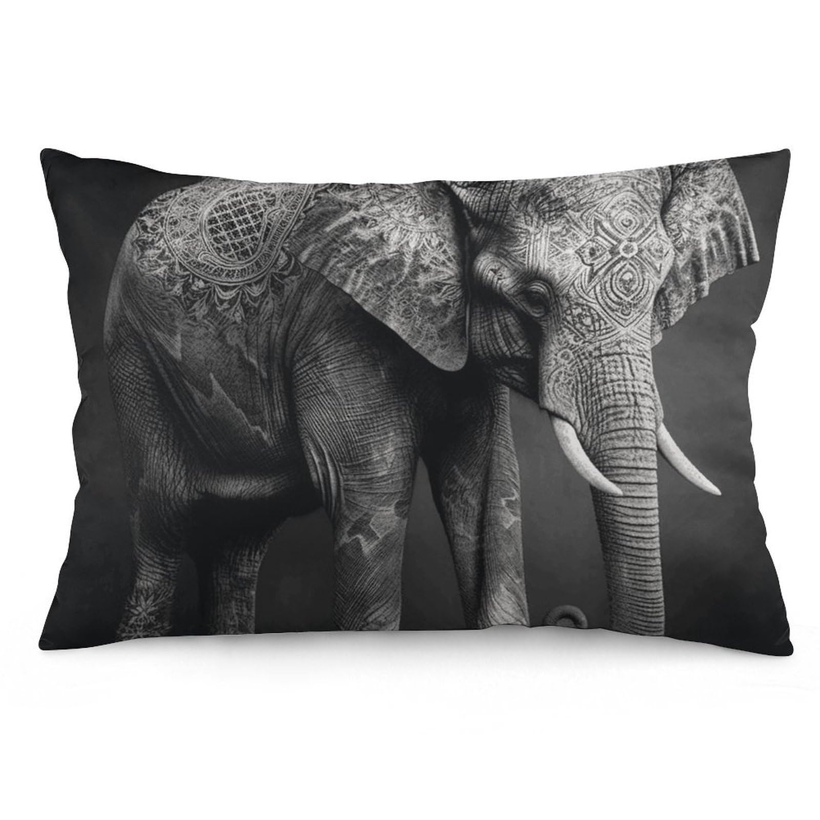 NTVOWPZO 2 Pack Decoration Throw Pillow Covers 20"x30" Pillowcases Covers Black and White Elephant Image Pillowcases Modern Farmhouse Home Decor Sofa Cushions Covers for Couch Bed Living Room