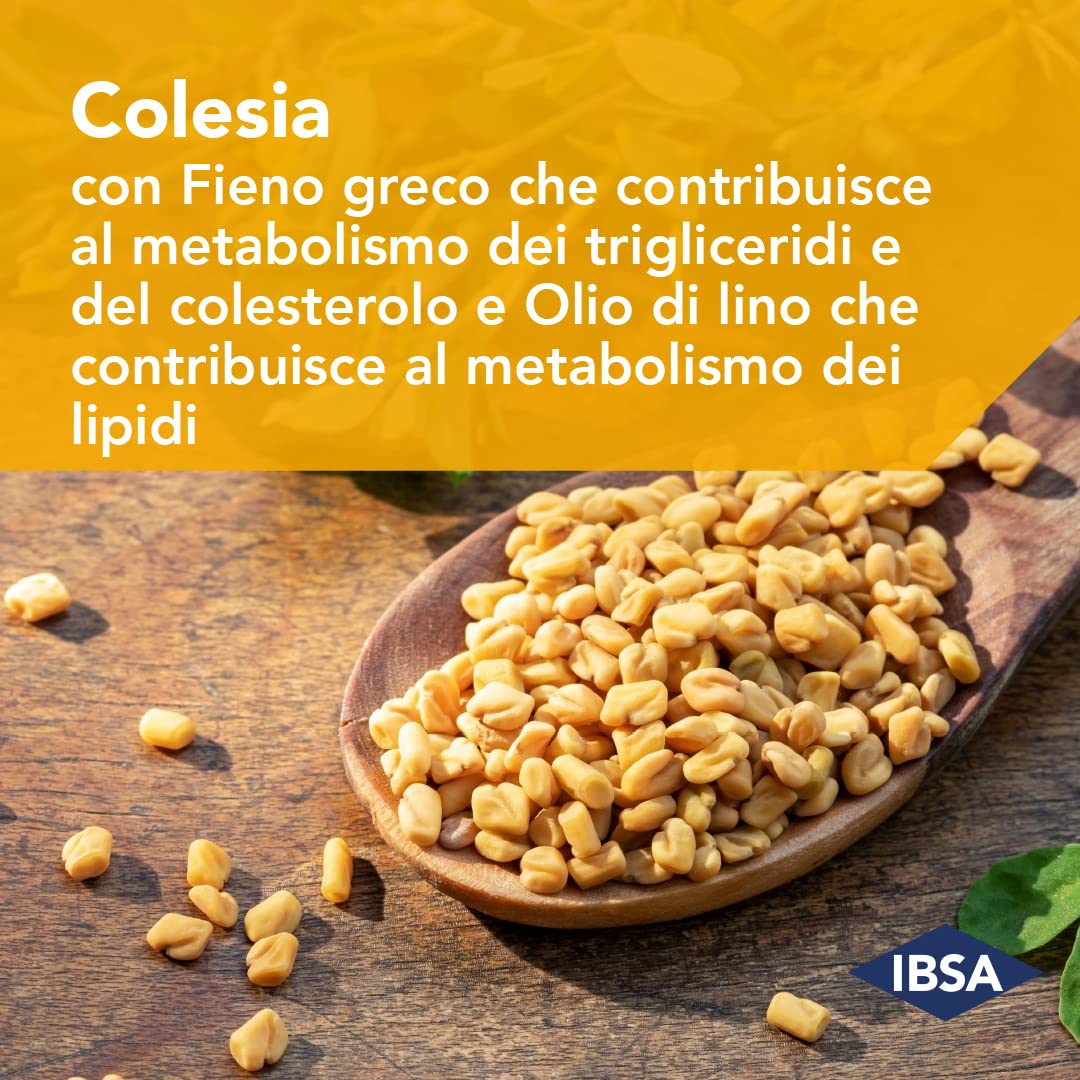 IBSA Colesia Soft Gel 30 Bipack Capsule Molli Made in Italy Integratore alimentare a base di fitosteroli, riso rosso e polifenoli dell’olivo, con Fieno greco e Olio di lino