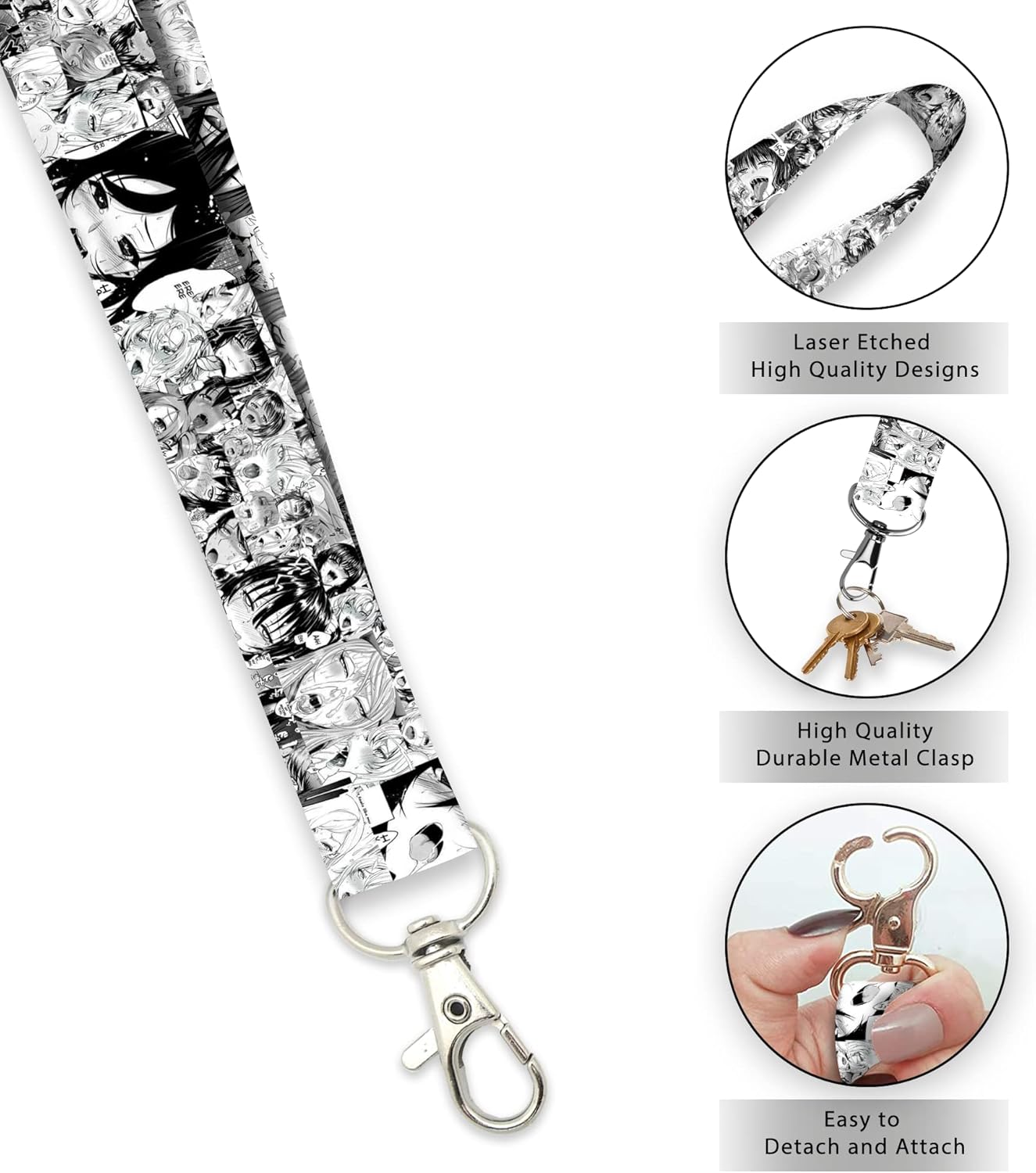 Lust Face Kawaii Anime Lanyard Keychain - Image 4