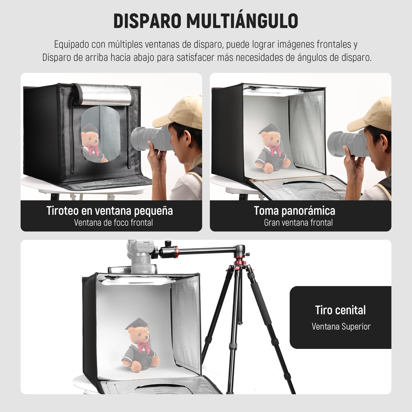NEEWER 50W Caja de Luz Estudio Fotográfico, 24"x24" Plegable y Portátil con 4 Fondos, 5600 K, 160 LED, 5200 lx/0,5 m, Regulable, para Fotografía de Joyería y Electrónica, LP60