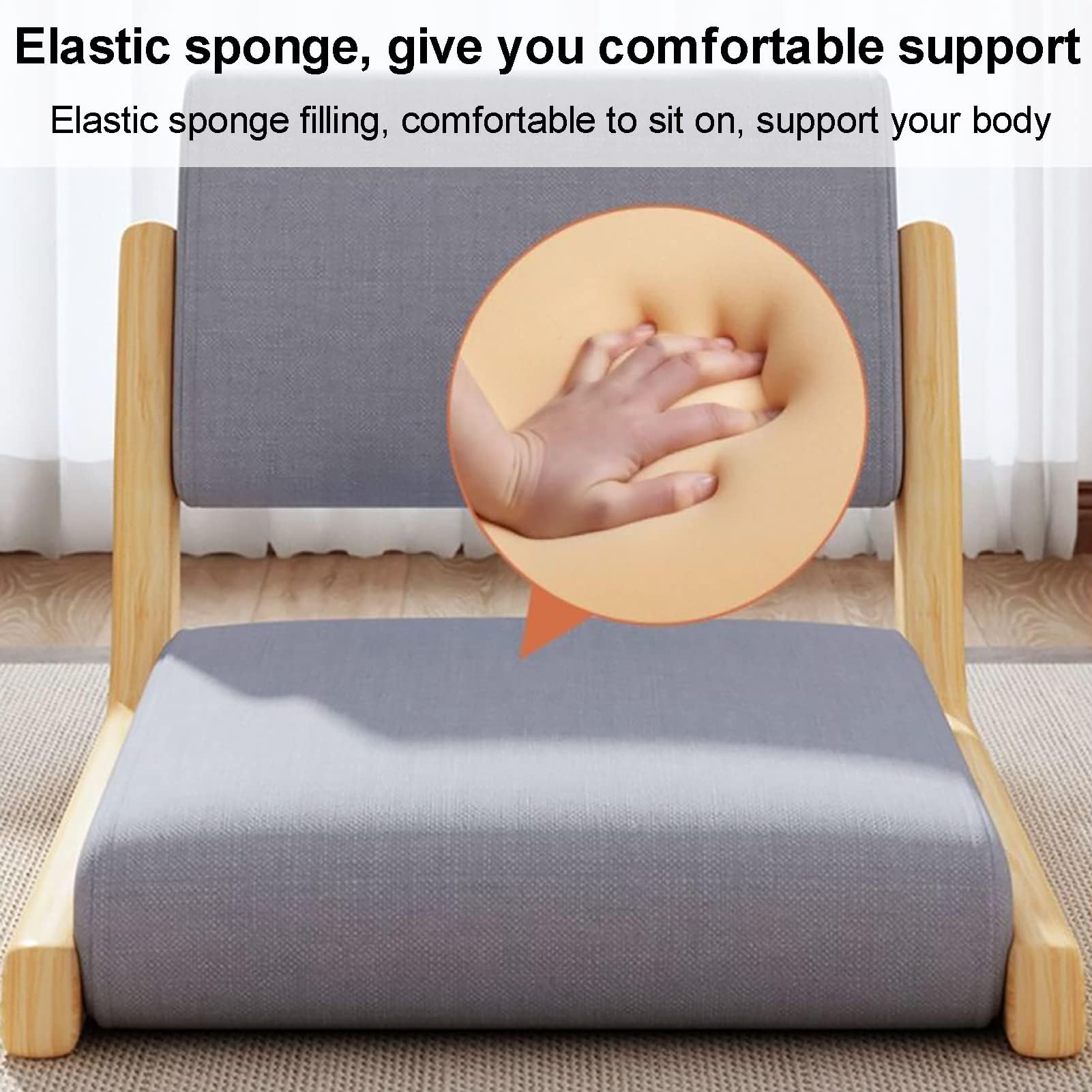 Tatami - Silla de meditación, plegable, estilo japonés, respaldo portátil sin patas para leer, muebles decorativos para relajarse