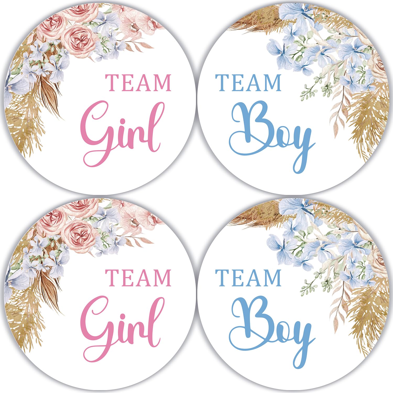 Cgvovgr 80Pcs Gender Reveal Stickers Team Boy or Girl - Pink & Blue Boho Baby Shower Decor, Team Boy/Girl Party Game Supplies Labels 2 Inch