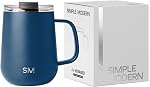 Simple Modern Voyage tasse à café avec poignée -Coffret de thé en acier inoxydable isolé pour tasse à thé - Cadeaux pour les femmes & Collection de voyageurs 12oz | Bouleau d'amande
