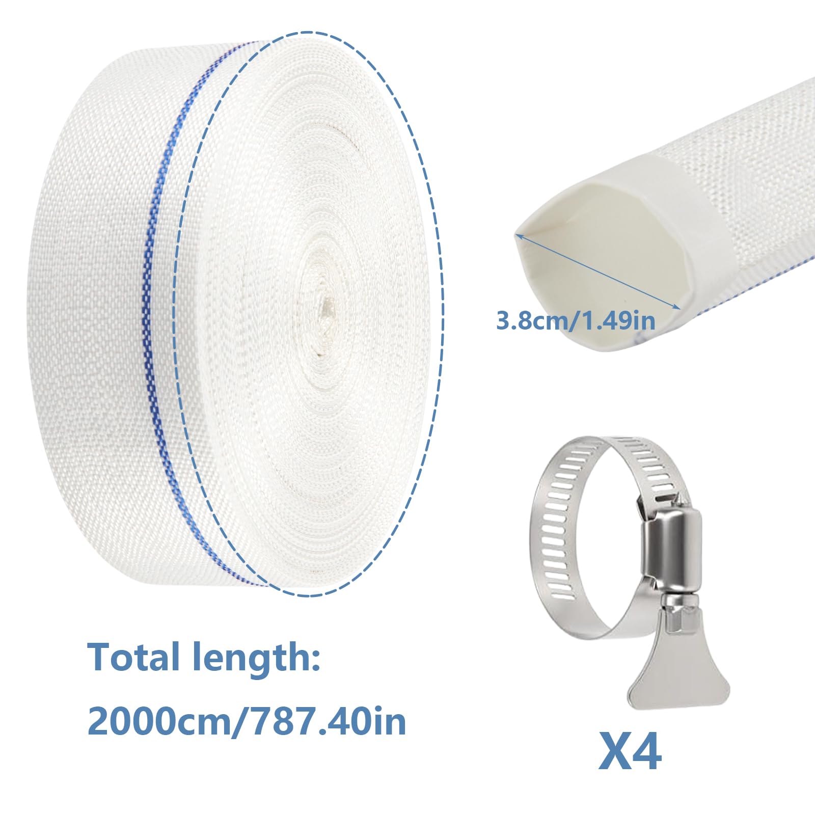 Tubo in Tessuto Piatto 38 MM (Ø 1 1/2") 20 M- Tubo Ad Alta Pressione per Pompe Sommerse Pompe per Acque Luride e Irrigazione Resistente ai Raggi UV Flessibile e Durevole